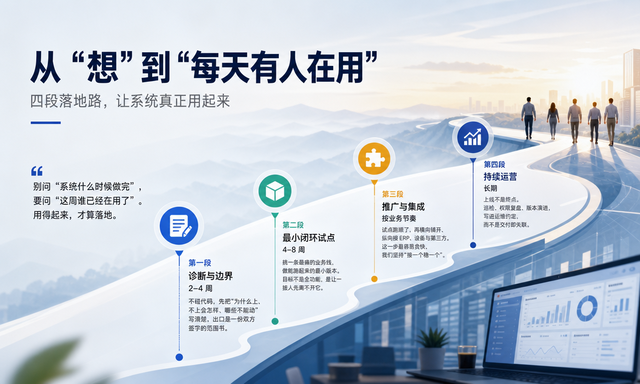 从"想上系统"到"系统真在跑"：我们拆给客户的四段落地路