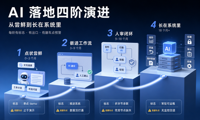 从"尝鲜"到"长在生产里"：企业 AI 应用的四阶演进路线